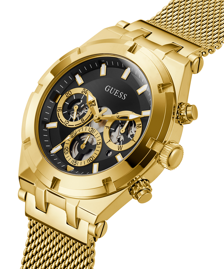 GUESS Mens Gold Tone Multi-function Watch