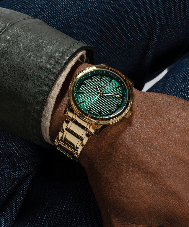 GUESS Mens Gold Tone Analog Watch-GW0626G2
