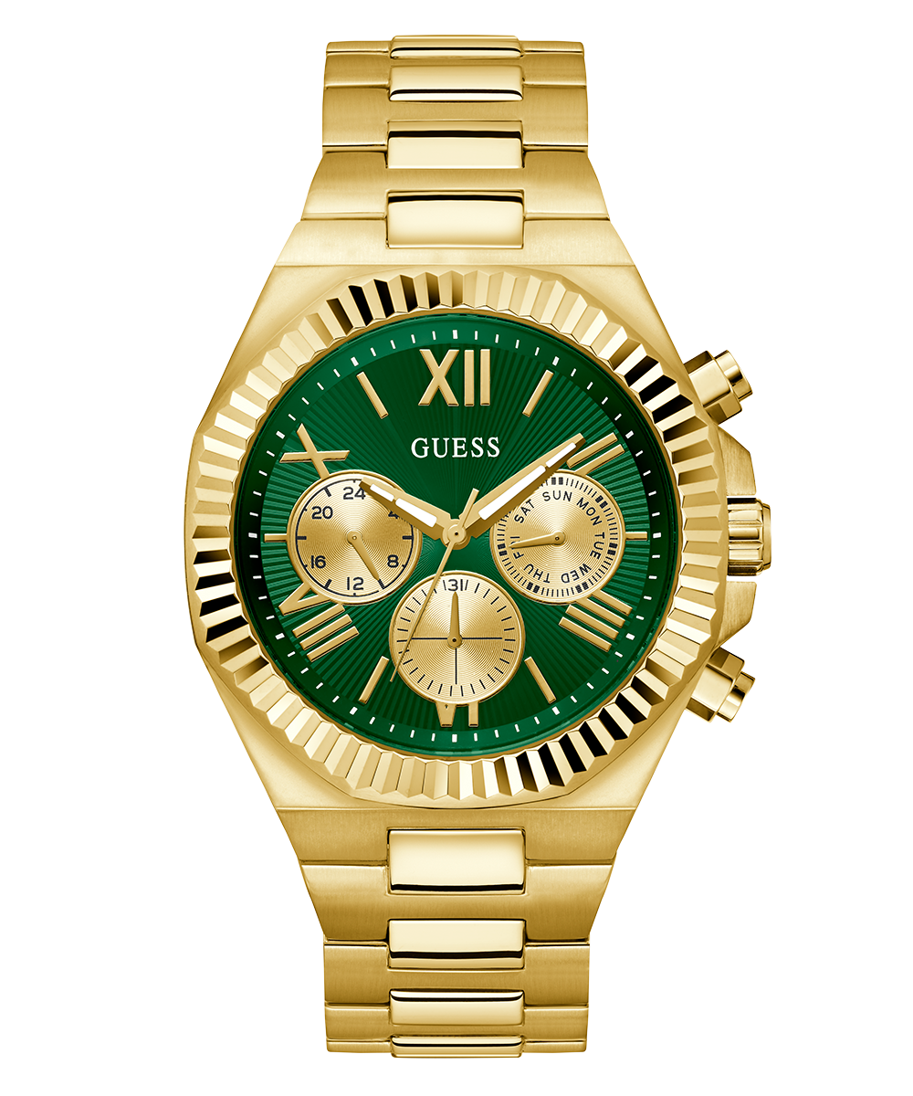 GUESS Equity Mens Gold Tone Multi-function Watch