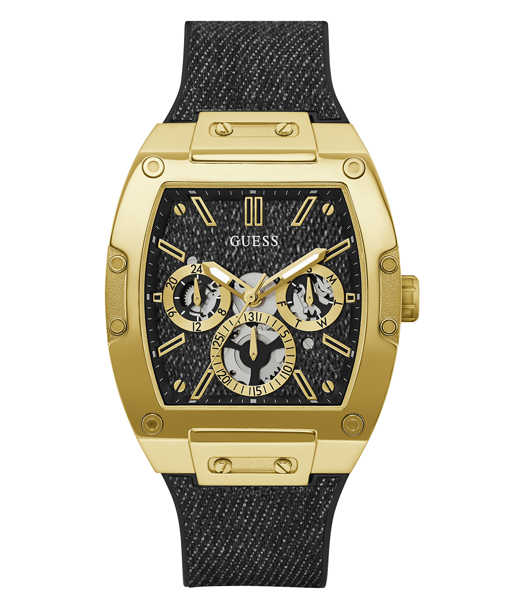Guess Mens Black Gold Tone Multi-function Watch