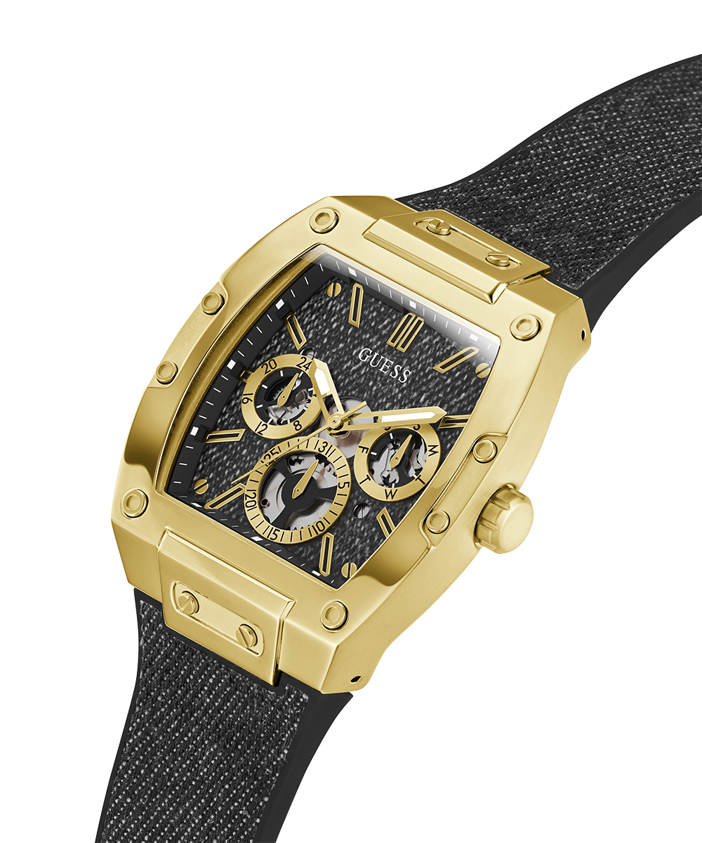 Guess Mens Black Gold Tone Multi-function Watch