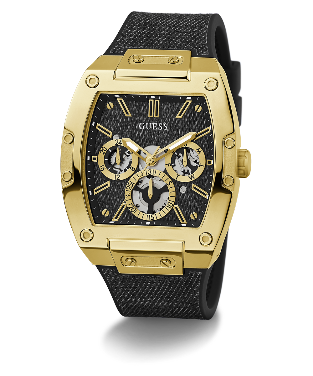 Guess Mens Black Gold Tone Multi-function Watch