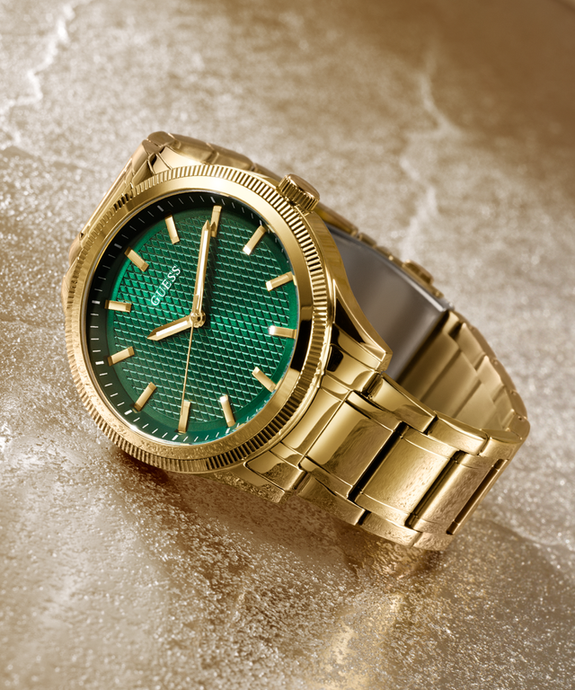 GUESS Mens Gold Tone Analog Watch-GW0626G2
