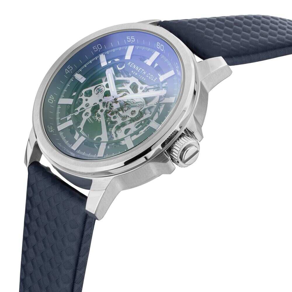 Kenneth Cole Grey Dial Silver Leather Strap Watch NDKCWGL2104101MN