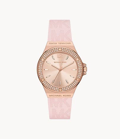 Michael Kors Mini-Lennox Three-Hand Blush Silicone Watch MK7282I
