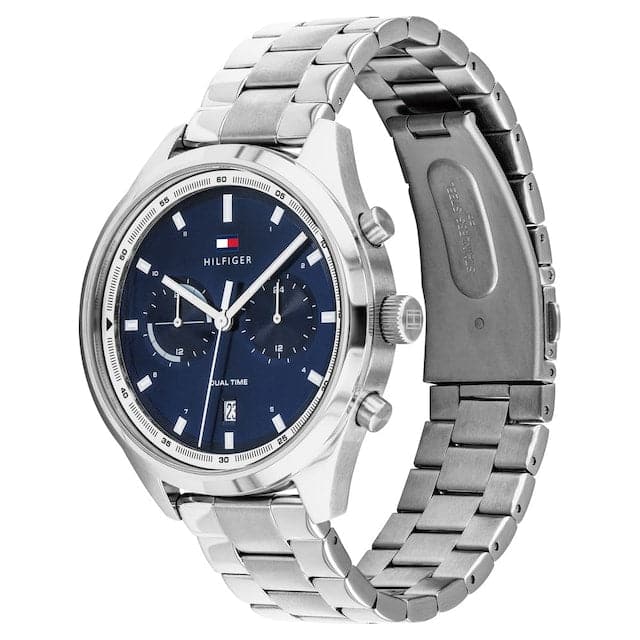 Tommy Hilfiger Mens 44 Mm Bennett Blue Dial Stainless Steel Watch - Ncth1791725