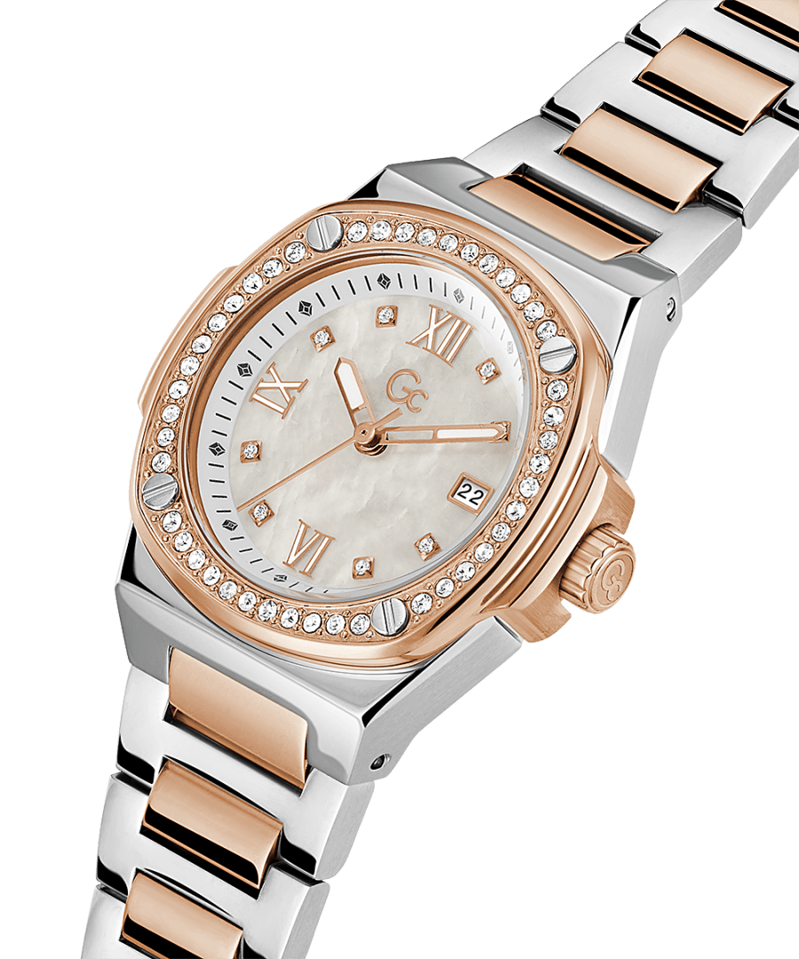 Gc Womens 30 Mm Coussin Shape Mini White Dial Stainless Steel Analog Watch - Z12003L1Mf
