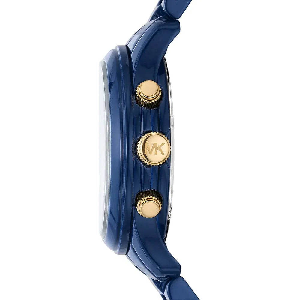 Michael Kors Runway 38 mm Blue Dial Stainless Steel Chronograph Watch for Women - MK7332