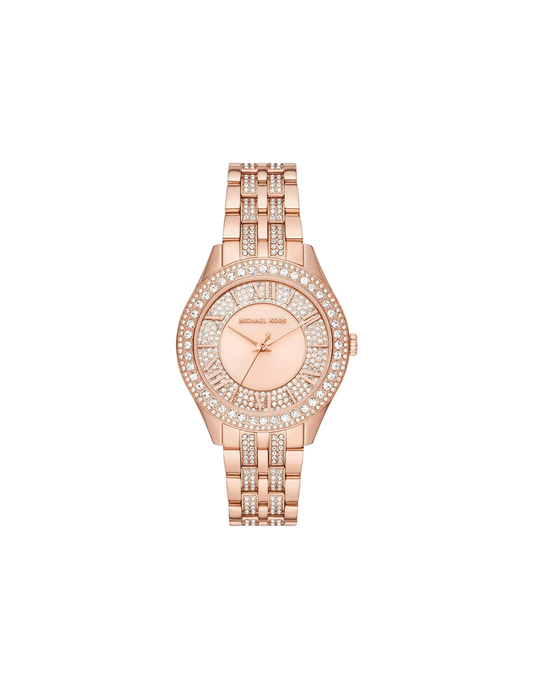 MICHAEL KORS Harlowe Pavé Rose Gold-Tone Watch Style# MK4710