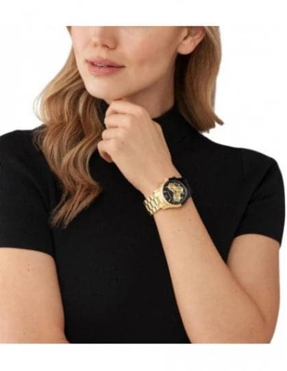 Michael Kors Runway 38 mm Black Dial Stainless Steel Chronograph Watch for Women - MK7328