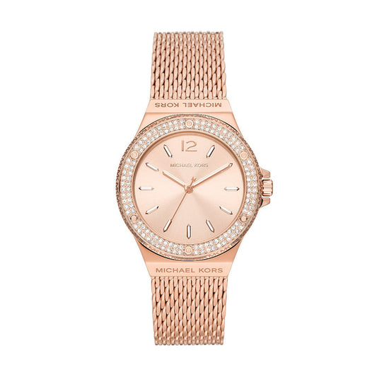 Michael Kors Lennox 37 mm Rose Gold Dial Stainless Steel Analog Watch for Women - MK7336I