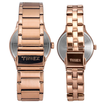 Timex Fashion Collection Premium Quality Multifunction Pair's Analog Blue Dial Coloured Quartz Watch, Round Dial With 44 Mm Case Width - TW00PR290