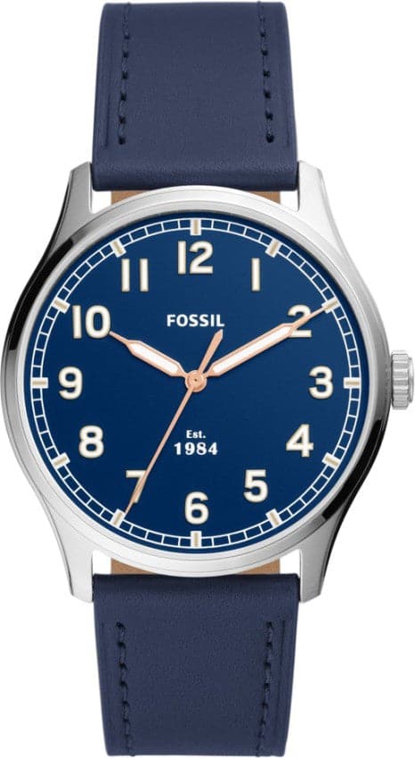 Fossil Dayliner Three-Hand Navy Leather Watch Fs5924I