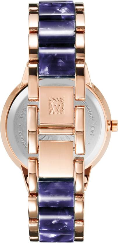 Anne Klein Green Dial Rose Gold Metal Strap Watch NDAK1412NVRG