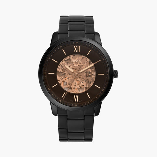 Fossil Mens 44 mm Neutra Automatic Black Dial Stainless Steel Analog Watch - ME3183I