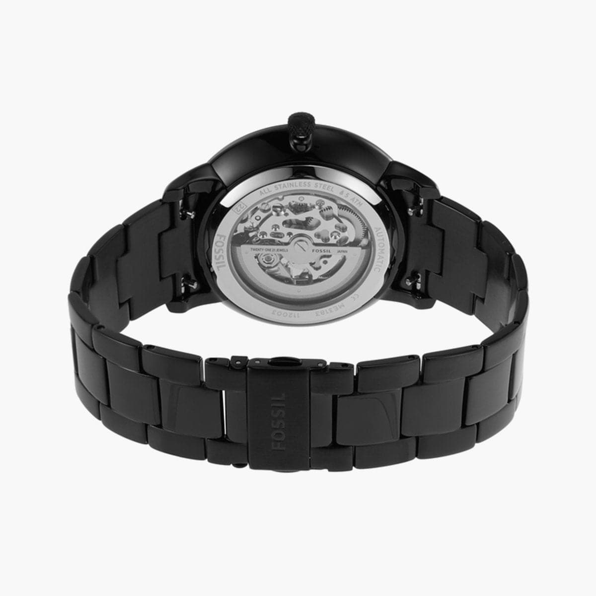 Fossil Mens 44 mm Neutra Automatic Black Dial Stainless Steel Analog Watch - ME3183I