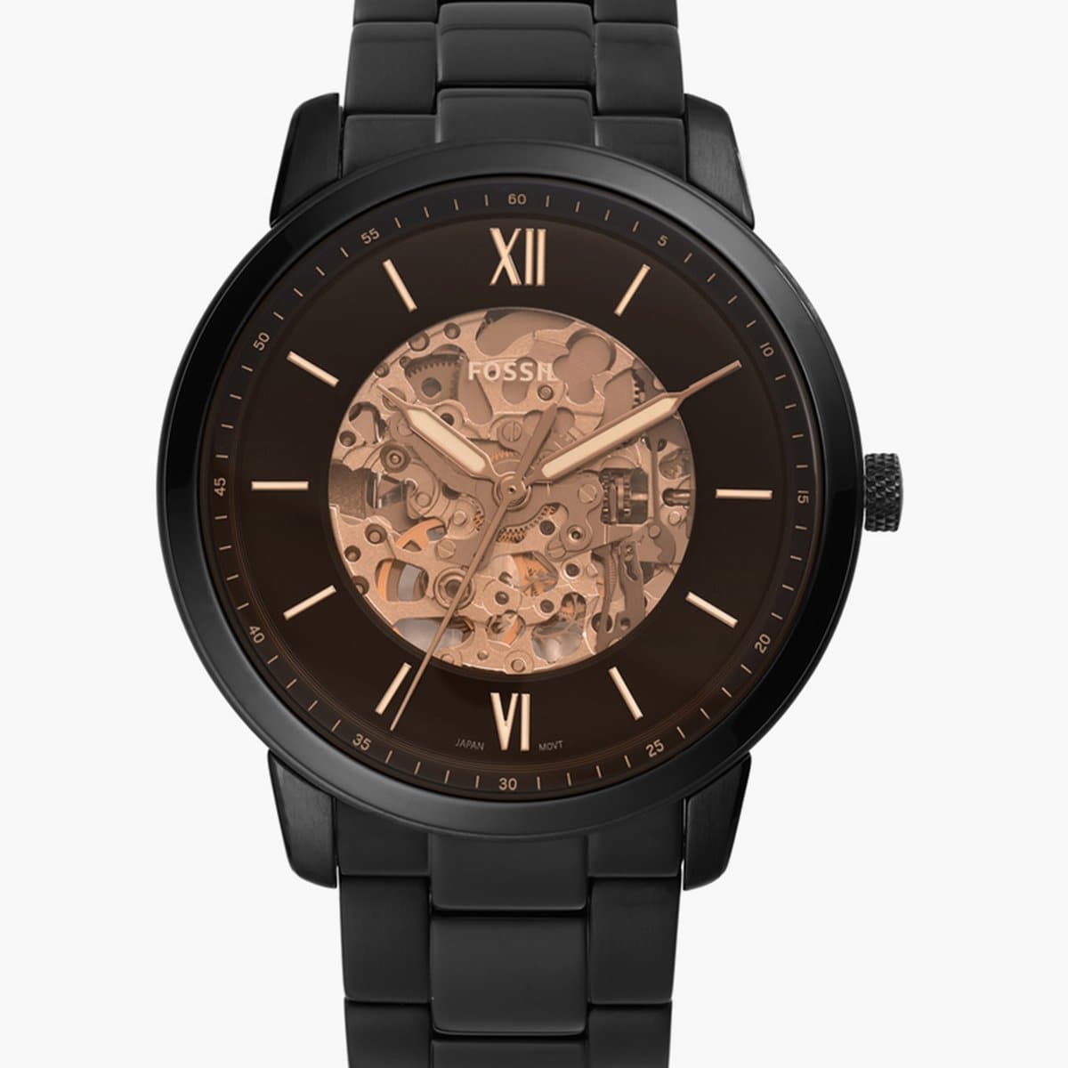 Fossil Mens 44 mm Neutra Automatic Black Dial Stainless Steel Analog Watch - ME3183I