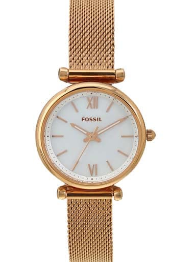 Fossil Carlie Mini Three-Hand Rose Gold-Tone Stainless Steel Women Watch