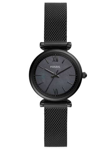 Fossil Carlie Mini Three-Hand Black Stainless Steel Watch