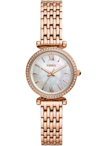 Fossil Carlie Mini Three-Hand Rose Gold Stainless Steel Watch