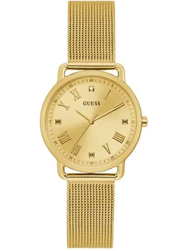 Womens Avery Champagne Dial Stainless Steel & Mesh Analogue Watch