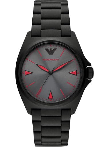 Emporio Armani Three-Hand Black Stainless Steel Watch