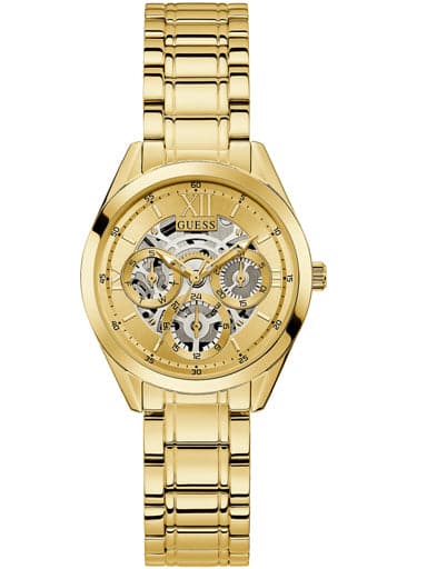 Guess Gold Tone Case Gold Tone Stainless Steel Watch