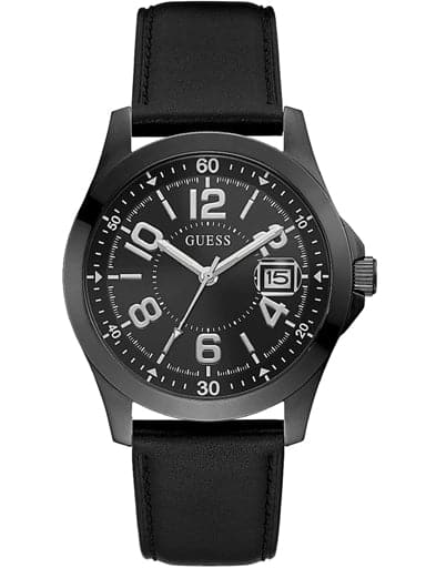 Guess Black Case Black Genuine Leather Watch