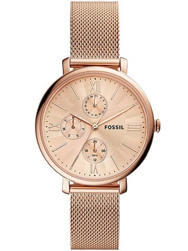 Fossil Jacqueline Multifunction Rose Gold-Tone Stainless Steel Mesh Watch