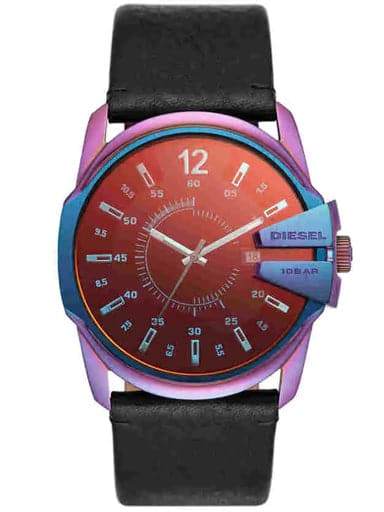 Diesel Mens Master Chief Black Dial Leather Analogue Watch