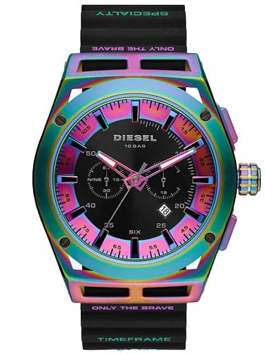 Diesel Mens Timeframe Black Dial Silicon Chronograph Watch