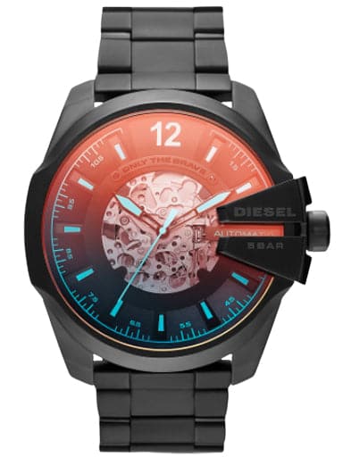 Diesel Mega Chief Automatic Three-Hand Black-Tone Stainless Steel Watch