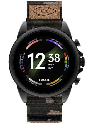 Fossil Gen 6 Smartwatch Green Camo Grosgrain