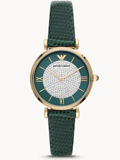 Emporio Armani Two-Hand Green Leather Watch Ar11403I