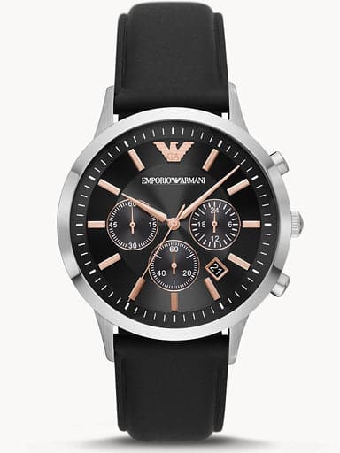 Emporio Armani Chronograph Black Leather Watch Ar11431I