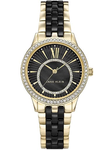 Anne Klein Black Mother Of Pearl Gold Ceramic Ak3672Bkgb