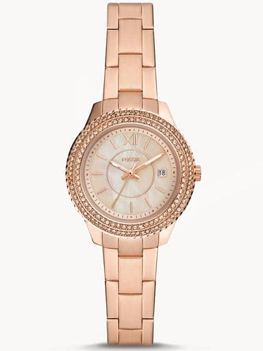 Fossil Stella Three-Hand Date Rose Gold-Tone Stainless Steel Watch Es5136I