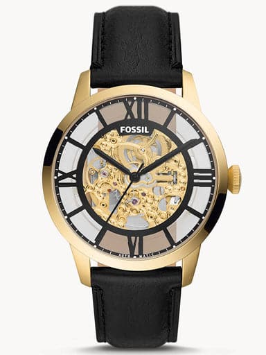 Fossil Townsman Automatic Black Eco Leather Watch Me3210I
