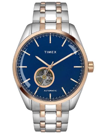 Timex Men'S Blue Dial Open-Heart Automatic Watch Tweg17506