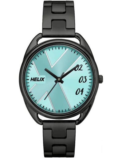 Helix Trendy Full Black Plated Stainless Steel Bracelet Watch Tw043Hl11