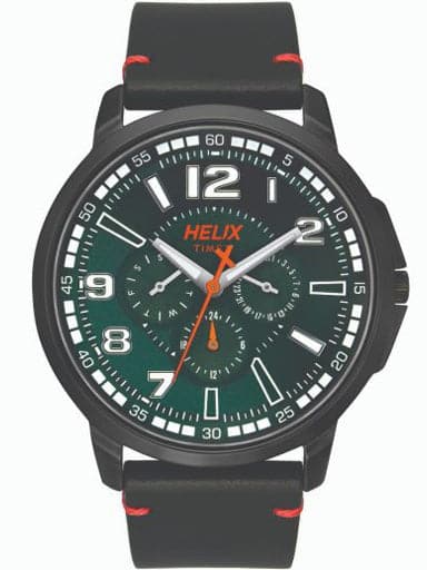 Helix Sporty Multi Function Leather Strap Watch Tw027Hg25