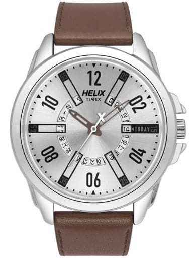 Helix Rendy Date Feature Leather Strap Watch Tw032Hg11