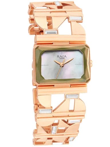 Titan Love All Watch With Mother Of Pearl Dial & Brass Strap 95149Wm01