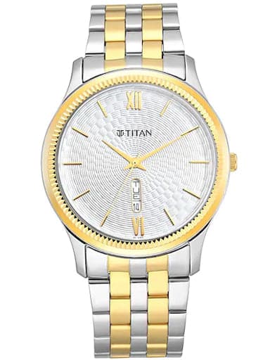 Titan Silver White Dial Metal Strap Watch Np1824Bm02