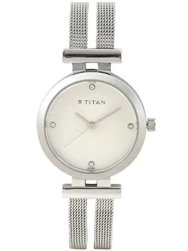 Titan Silver Dial Silver Stainless Steel Strap Women'S Watch Nn9942Sm01