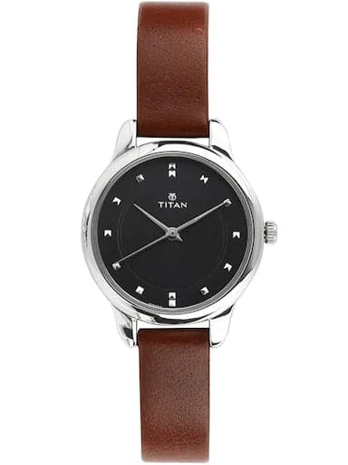 Titan Work Wear Black Dial Leather Strap Women'S Watch Np2481Sl07