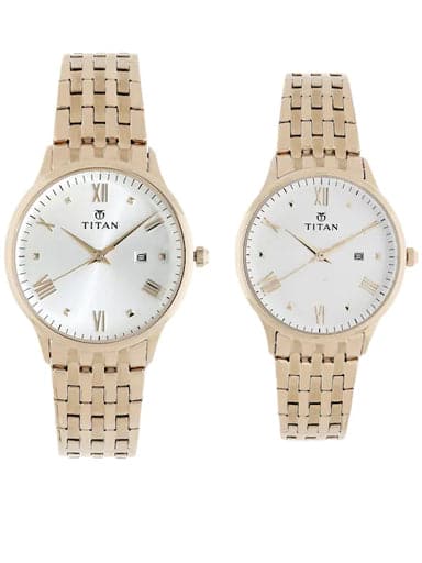 Titan Bandhan Rose Gold Dial Rose Gold Stainless Steel Strap Watches NP9400194201WM01