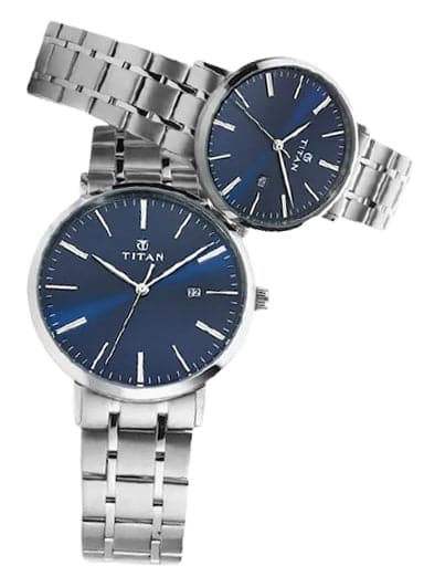 Titan Bandhan Blue Dial Stainless Steel Strap Men's Watch NP9400294202SM01