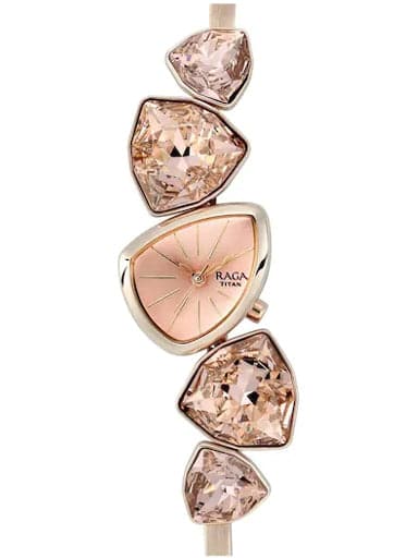 Titan Crystal By Raga Rose-Gold Dial Metal Strap Watch Nn95095Wm01