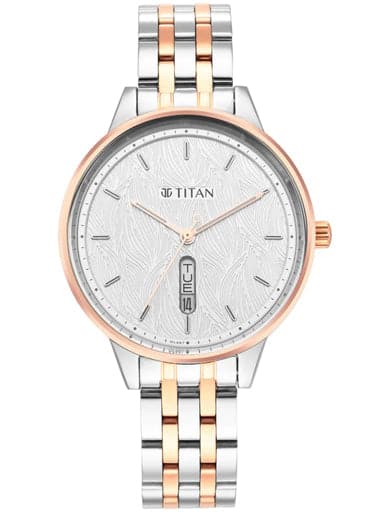 Titan Workwear Silver Dial Two Toned Stainless Steel Strap Watch Np2648Km01